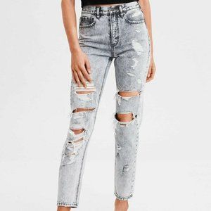 American Eagle Acid Wash Ripped Mom Jean
